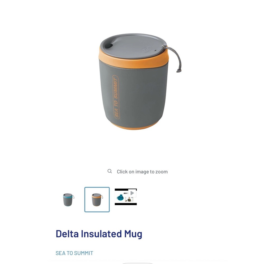 Sea to Summit Delta Insulated Mug Grey Orange Camping Backpacking Cup Lid I04